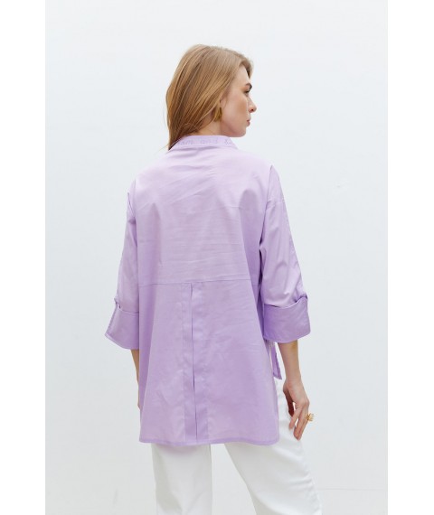 Женская рубашка с принтом из хлопка в сиреневом цвете Modna KAZKA  MKRM4130-2 42