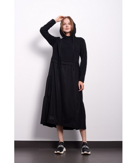 Дизайнерськое женское платье черного цвета миди Modna KAZKA MKPR8847-5 44