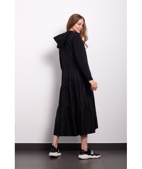 Дизайнерськое женское платье черного цвета миди Modna KAZKA MKPR8847-5 44