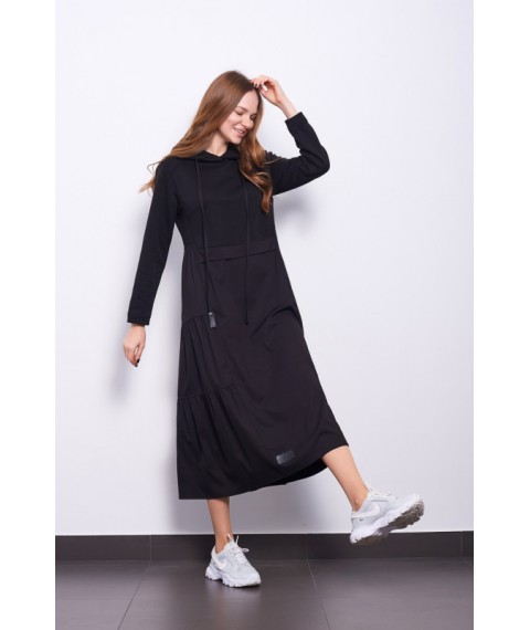 Дизайнерськое женское платье черного цвета миди Modna KAZKA MKPR8847-5 50