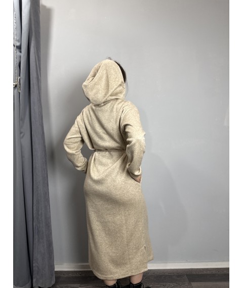 Женское ангоровое платье бежевого цвета макси MKJL64003-1 56