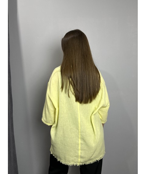 Женская рубашка с асимметричными краями жёлтого цвета Modna KAZKA MKRM4123-2
