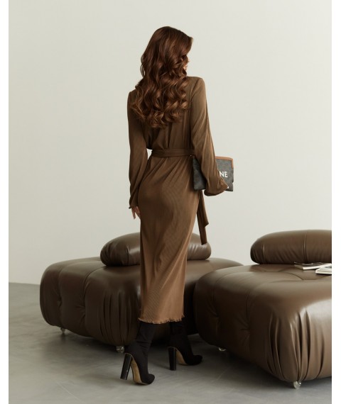 Женское платье коричневое миди Modna KAZKA MKJL75030