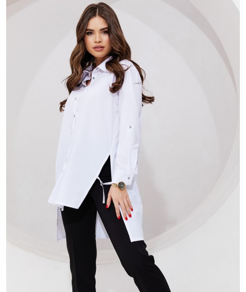 Рубашка женская белая удлиненная Modna KAZKA MKJL306501