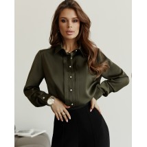 Блуза женская дизайнерская хаки на пуговицах Modna KAZKA MKJL30779 52