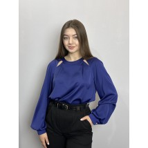 Блуза женская дизайнерская синяя на пуговицах однотонная Modna KAZKA MKJL30702