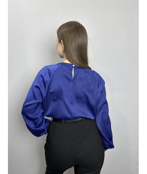 Блуза женская дизайнерская синяя на пуговицах однотонная Modna KAZKA MKJL30702 42