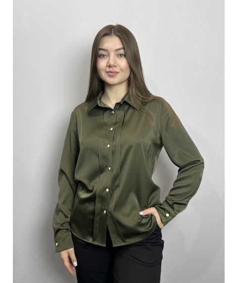 Блуза женская дизайнерская хаки на пуговицах Modna KAZKA MKJL30779 42