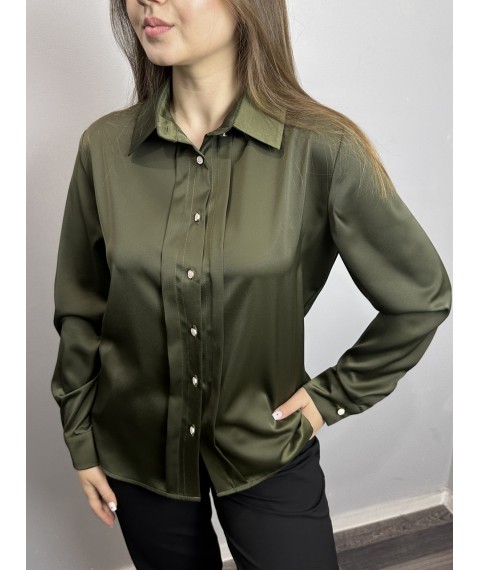 Блуза женская дизайнерская хаки на пуговицах Modna KAZKA MKJL30779 56