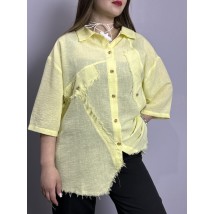 Женская рубашка с асимметричными краями жёлтого цвета Modna KAZKA MKRM4123-2 42-44