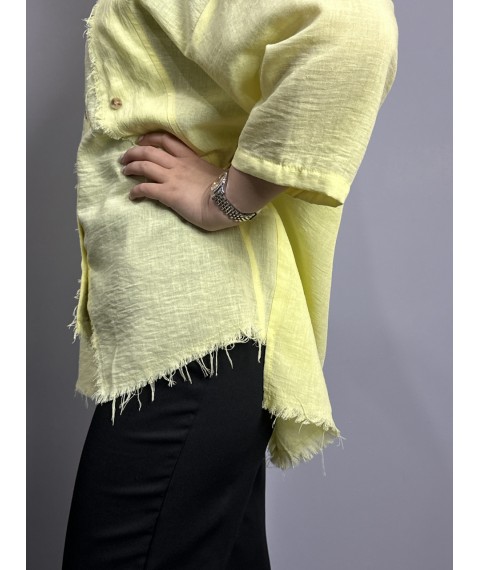 Женская рубашка с асимметричными краями жёлтого цвета Modna KAZKA MKRM4123-2 46-48