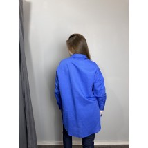 Рубашка женская синяя базовая лён с пуговицами Modna KAZKA MKKC6017-1
