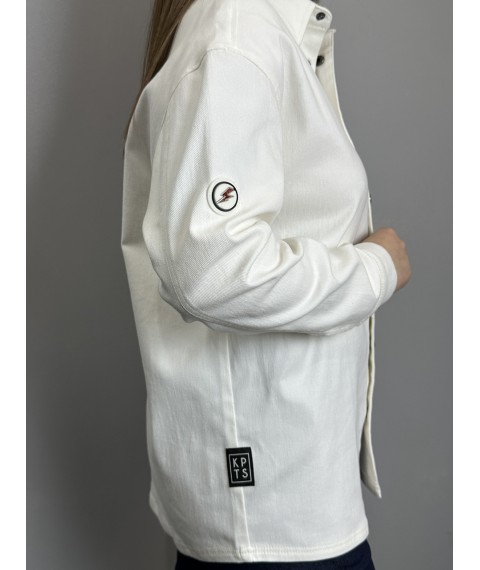 Женская куртка белая джинсовая прямая Modna KAZKA MKKC6018-1