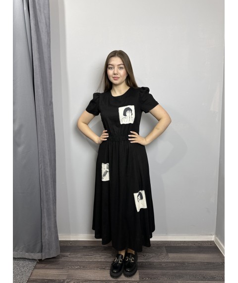 Женское летнее платье из льна чёрное Modna KAZKA MKKC6021-1