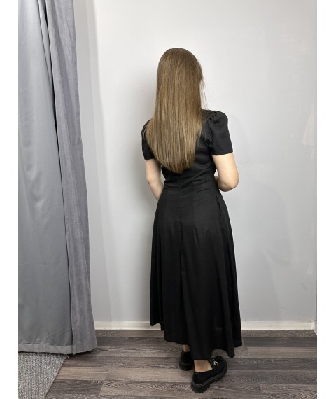 Женское летнее платье из льна чёрное Modna KAZKA MKKC6021-1