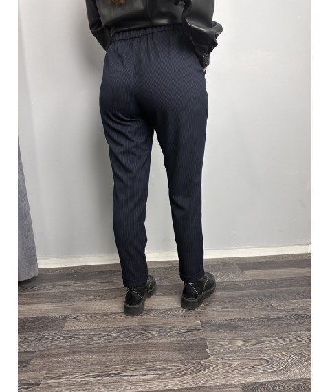Женские классические брюки зауженные к низу синие в полоску  MKJL1131102-1