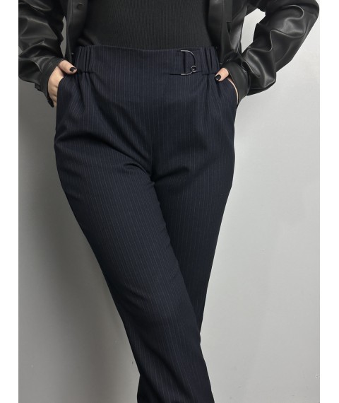 Женские классические брюки зауженные к низу синие в полоску  MKJL1131102-1 50