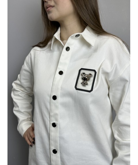Женская куртка белая джинсовая прямая Modna KAZKA MKKC6018-1 42