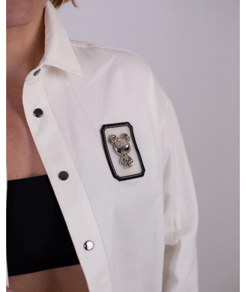 Женская куртка белая джинсовая прямая Modna KAZKA MKKC6018-1 44