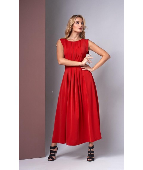 Платье женское миди красное дизайнерское нарядное Modna KAZKA Миори MKSN2015/3-03 46
