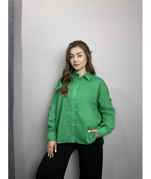 Женская рубашка зелёная дизайнерская Modna KAZKA MKKC9026-1