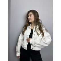 Женская куртка белая джинсовая короткая Modna KAZKA MKKC9028-1 48-50