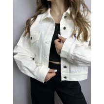 Женская куртка белая джинсовая короткая Modna KAZKA MKKC9028-1 48-50