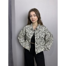 Женская куртка молочная джинсовая короткая Modna KAZKA MKKC9029-1 40-42