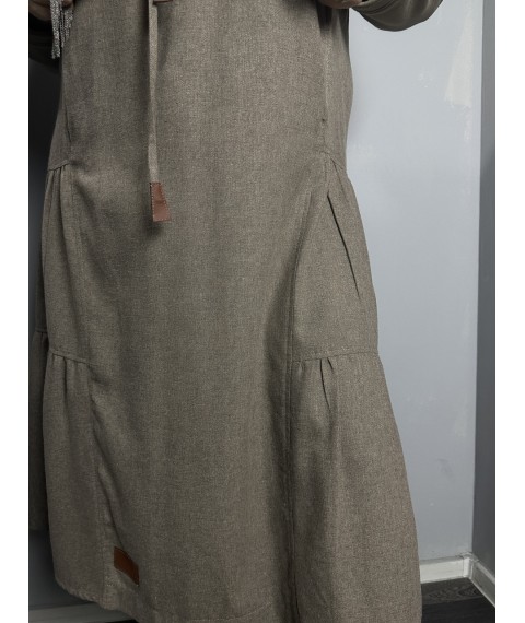 Платье женское коричневое с капюшоном миди Modna KAZKA MKPR2912-2
