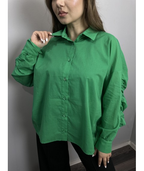Женская рубашка зелёная дизайнерская Modna KAZKA MKKC9026-1 44