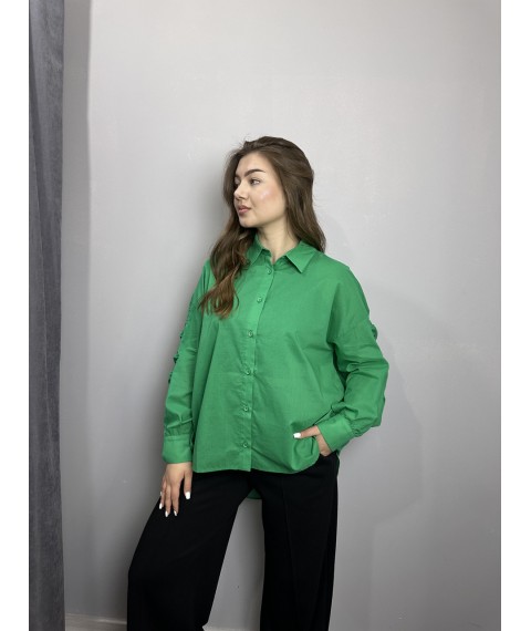 Женская рубашка зелёная дизайнерская Modna KAZKA MKKC9026-1 46