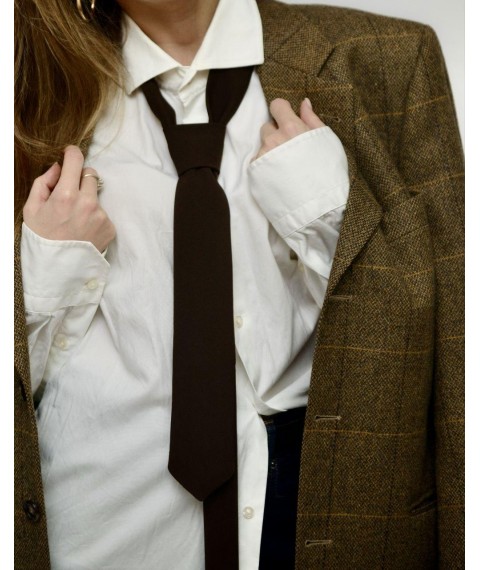 Женский галстук коричневый слим Modna KAZKA MKCRA202026