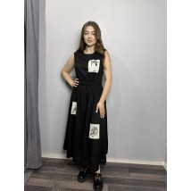 Женское летнее платье из льна чёрное Modna KAZKA MKKC6021-2