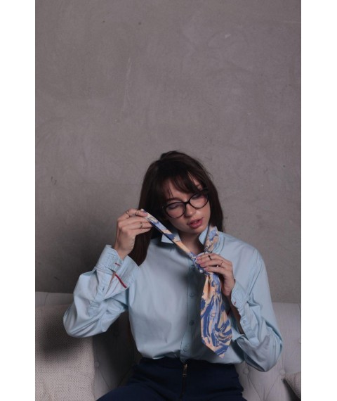 Женский галстук голубой с абстрактным принтом Modna KAZKA MKCRA202028 onesize