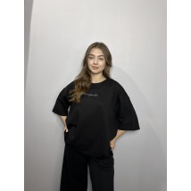 Женская базовая футболка с вышитой надписью черная Modna KAZKA MKRM4173-1 44-46