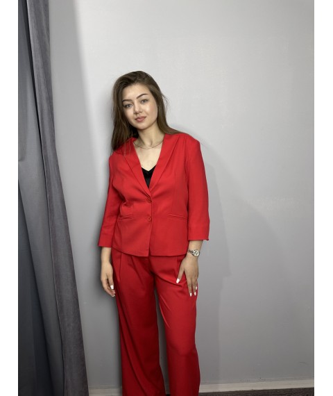 Женский костюм красный с брюками Фелон Modna KAZKA MKSN2351/2344-04