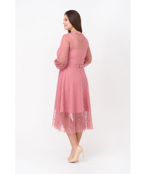 Женское коктейльное платье розовое с гипюром Modna KAZKA MKRMD1936 44