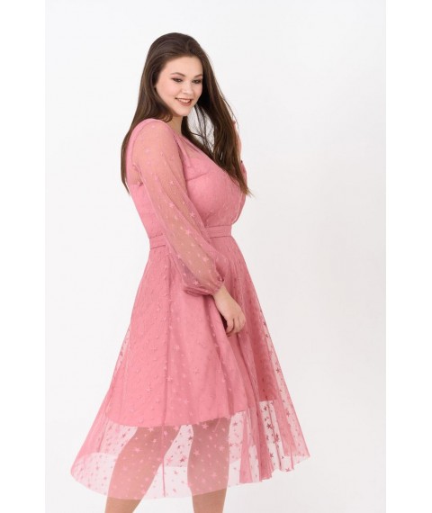 Женское коктейльное платье розовое с гипюром Modna KAZKA MKRMD1936 50