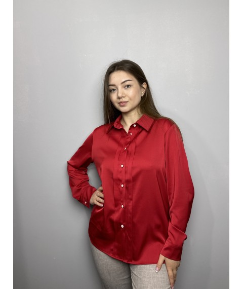 Блуза женская дизайнерская красная на пуговицах Modna KAZKA MKJL30775 54