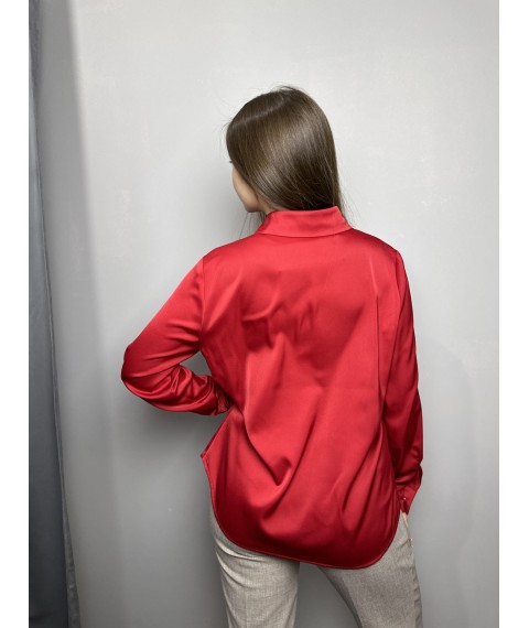 Блуза женская дизайнерская красная на пуговицах Modna KAZKA MKJL30775