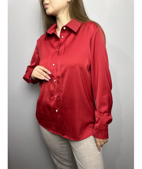 Блуза женская дизайнерская красная на пуговицах Modna KAZKA MKJL30775 44