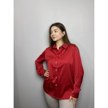 Блуза женская дизайнерская красная на пуговицах Modna KAZKA MKJL30775 50