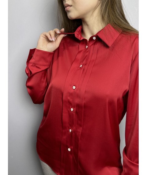 Блуза женская дизайнерская красная на пуговицах Modna KAZKA MKJL30775 52