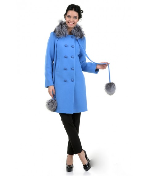 Пальто женское голубое дизайнерское LESIA Мадди