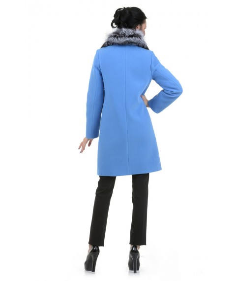 Пальто женское голубое дизайнерское LESIA Мадди