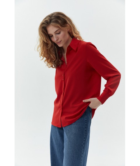 Блуза женская базовая красная большого размера Modna KAZKA MKAZ6659-1 52