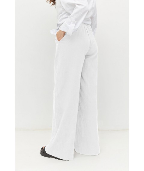 Женские широкие брюки белые летние Modna KAZKA MKRM4087-2