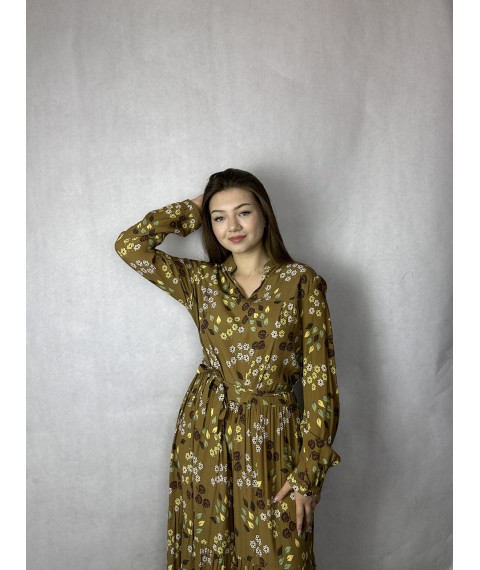 Платье женское хаки в принт Кира Modna KAZKA MKPR936-1 48