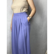 Женские свободные брюки с поясом на резинке голубые Modna KAZKA MKAZ6446-71