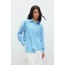 Рубашка с ассиметричными краями в голубую полоску Modna KAZKA MKRM4194-1